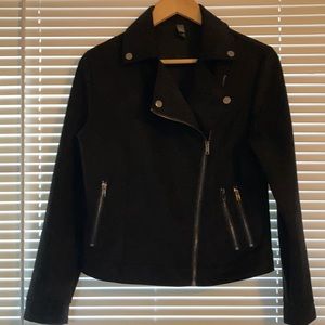 ALYA black faux suede moto jacket